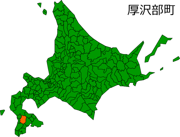 北海道厚沢部町の場所を示す画像