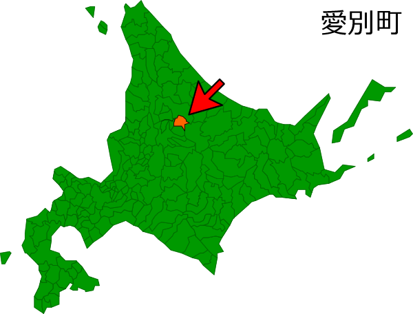 北海道愛別町の場所を示す画像