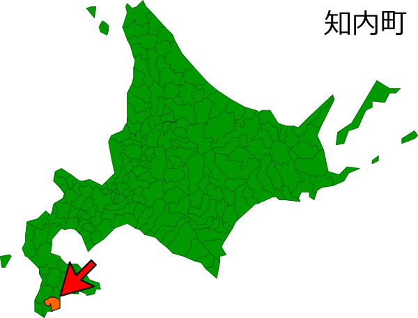 北海道知内町の場所を示す画像