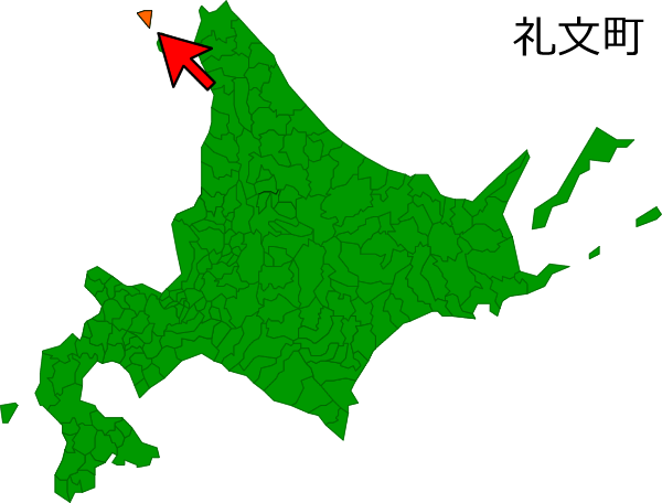 北海道礼文町の場所を示す画像