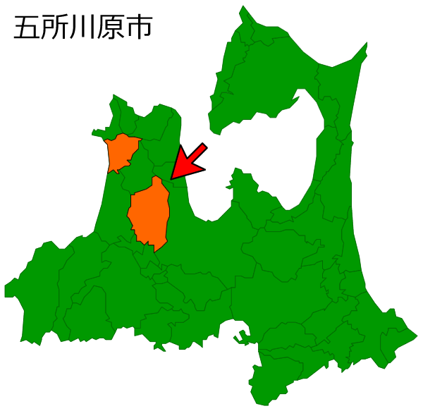青森県五所川原市の場所を示す画像