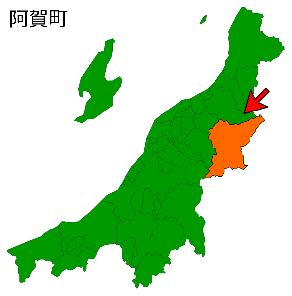 新潟県阿賀町の場所を示す画像