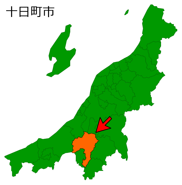 新潟県十日町市の場所を示す画像
