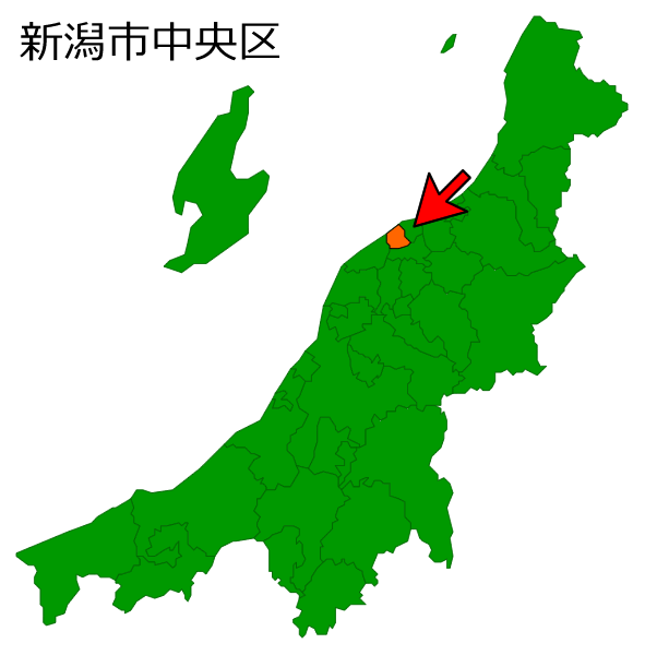 新潟県新潟市中央区の場所を示す画像