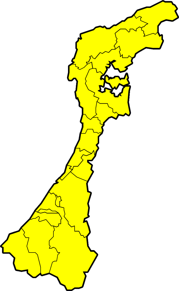 石川県のカラーバリエーション地図画像 都道府県の場所画像置場