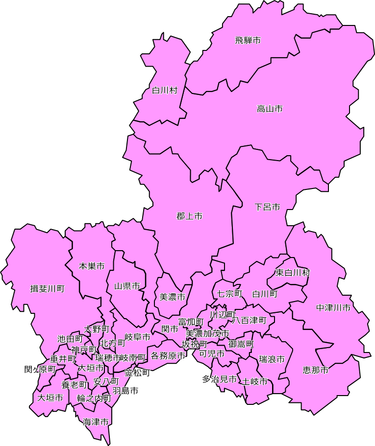 岐阜県のカラーバリエーション地図画像9