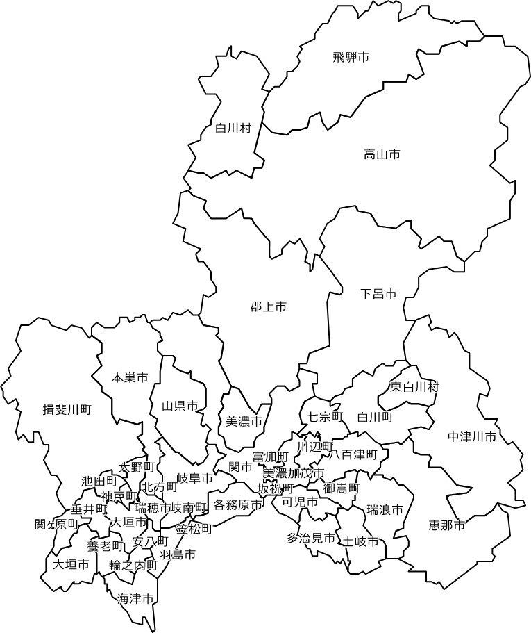 岐阜県のカラーバリエーション地図画像10