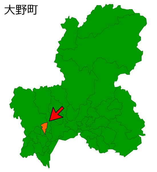 岐阜県大野町の場所を示す画像