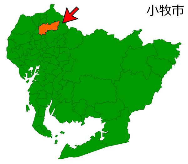 愛知県小牧市の場所を示す画像