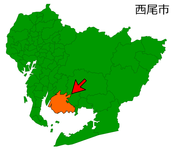 愛知県西尾市の場所を示す画像