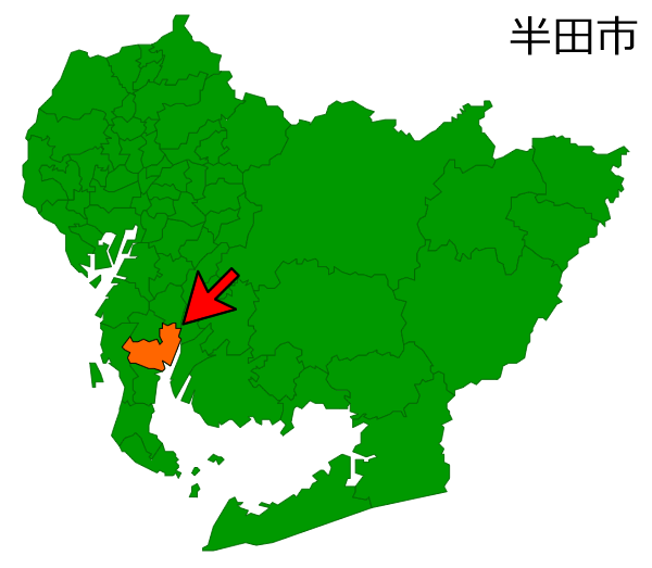 愛知県半田市の場所を示す画像