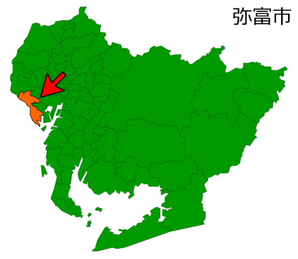 愛知県弥富市の場所を示す画像