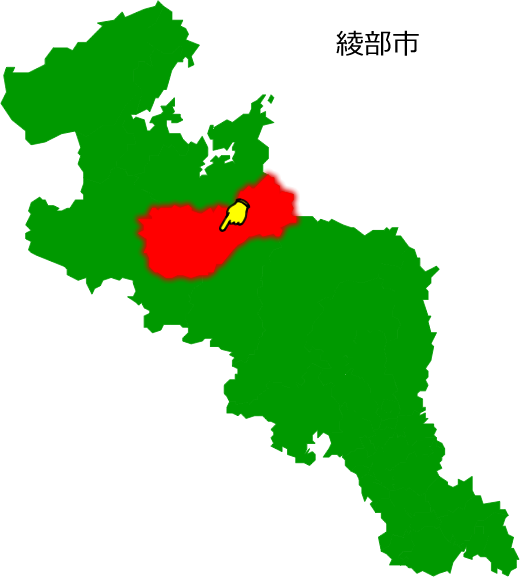 綾部市の場所を示す画像1