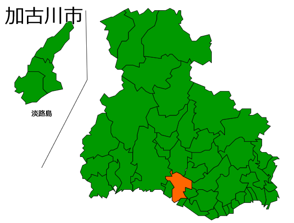 兵庫県加古川市の場所を示す画像