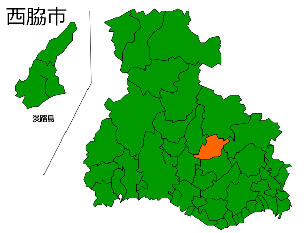 兵庫県西脇市の場所を示す画像