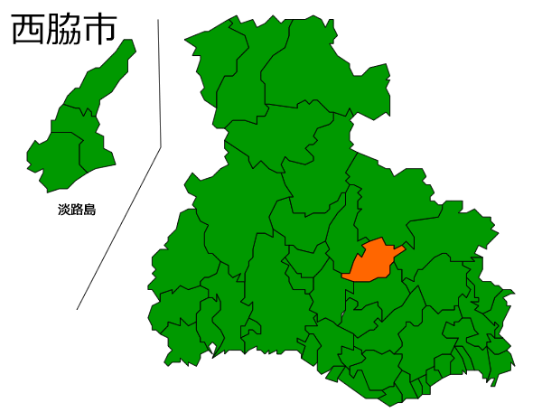 兵庫県の市町村場所画像 ナ行 ヤ行 都道府県の場所画像置場