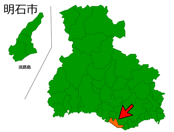 兵庫県明石市の場所を示す画像