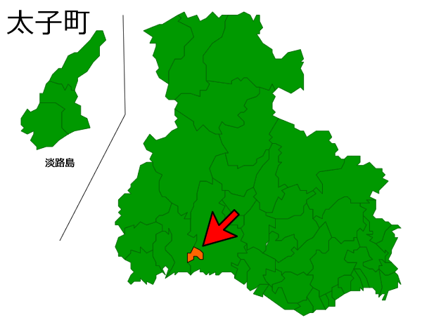 兵庫県太子町の場所を示す画像
