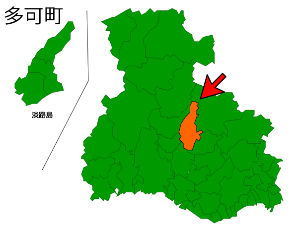 兵庫県多可町の場所を示す画像
