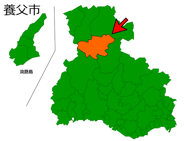 兵庫県養父市の場所を示す画像