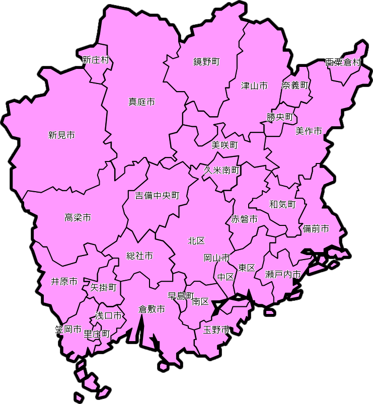 岡山県のカラーバリエーション地図画像9