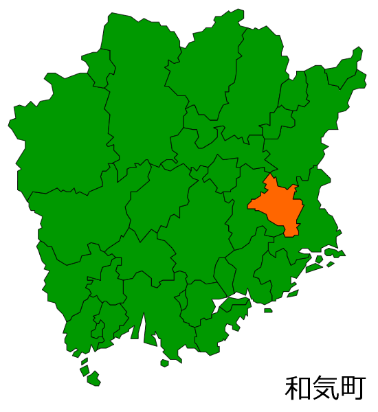 岡山県和気町の場所を示す画像