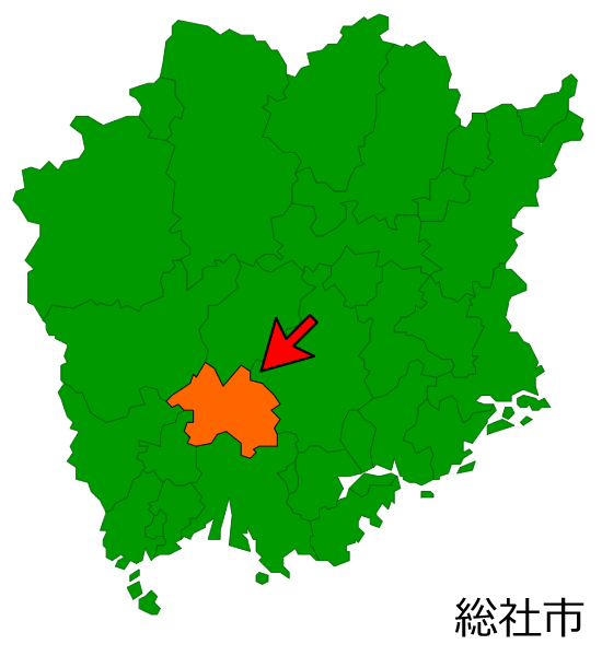 岡山県総社市の場所を示す画像