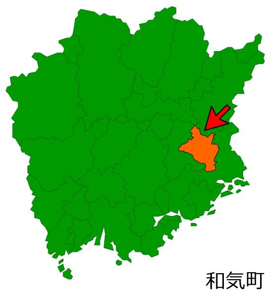 岡山県和気町の場所を示す画像