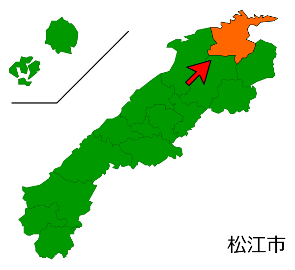 島根県松江市の場所を示す画像
