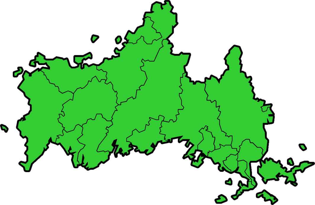 山口県のカラーバリエーション地図画像 都道府県の場所画像置場