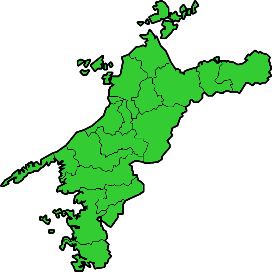 愛媛県のカラーバリエーション地図画像 都道府県の場所画像置場