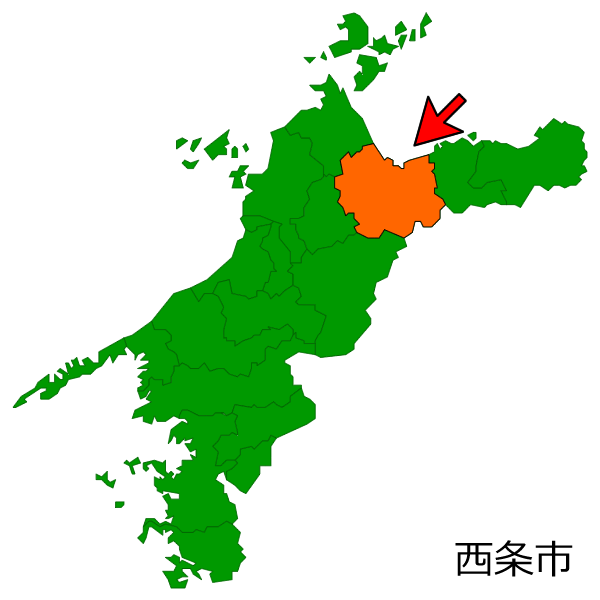 愛媛県西条市の場所を示す画像