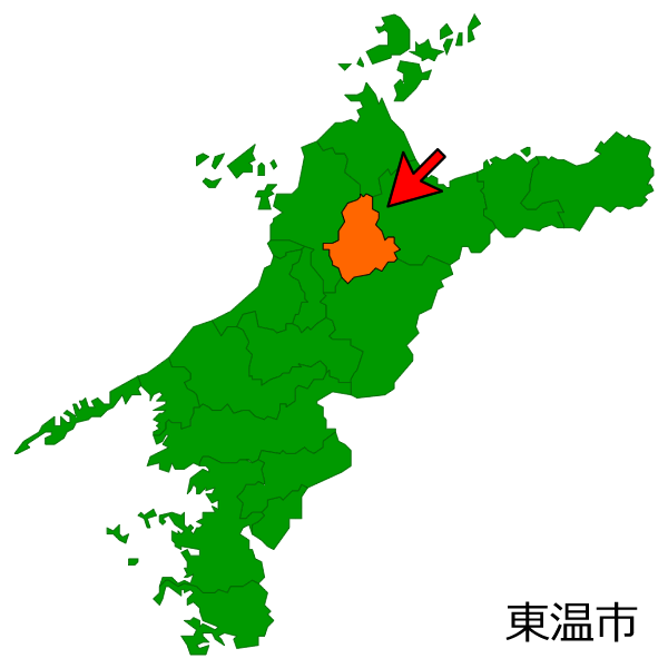愛媛県東温市の場所を示す画像