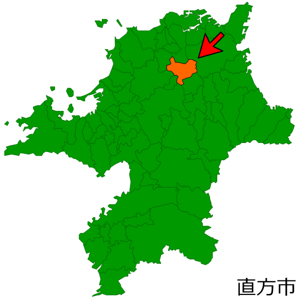 福岡県直方市の場所を示す画像