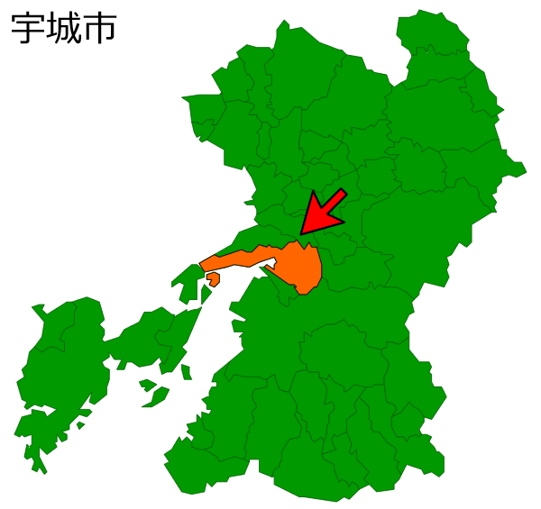 熊本県宇城市の場所を示す画像