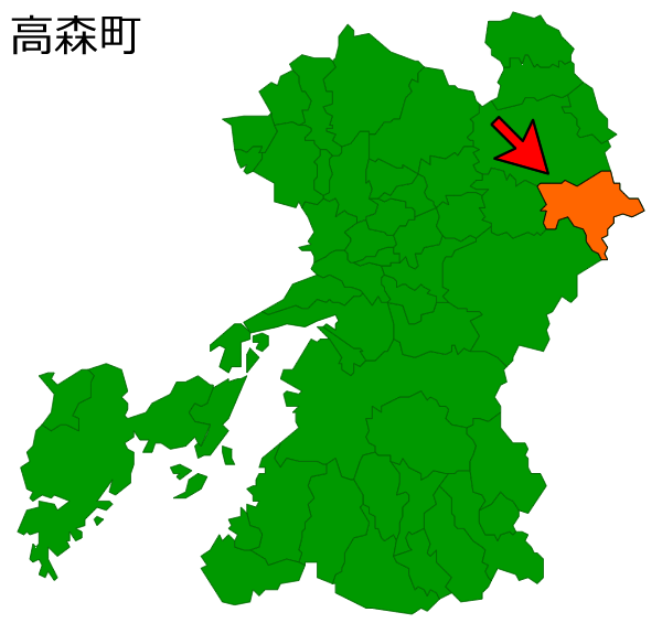 熊本県高森町の場所を示す画像