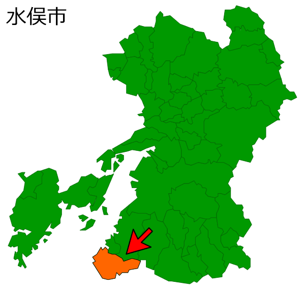 熊本県水俣市の場所を示す画像