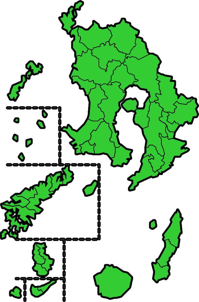 鹿児島県のカラーバリエーション地図画像 都道府県の場所画像置場