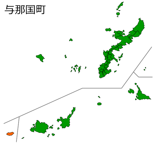 沖縄県与那国町の場所を示す画像