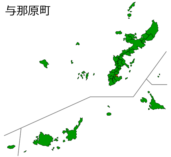 沖縄県与那原町の場所を示す画像
